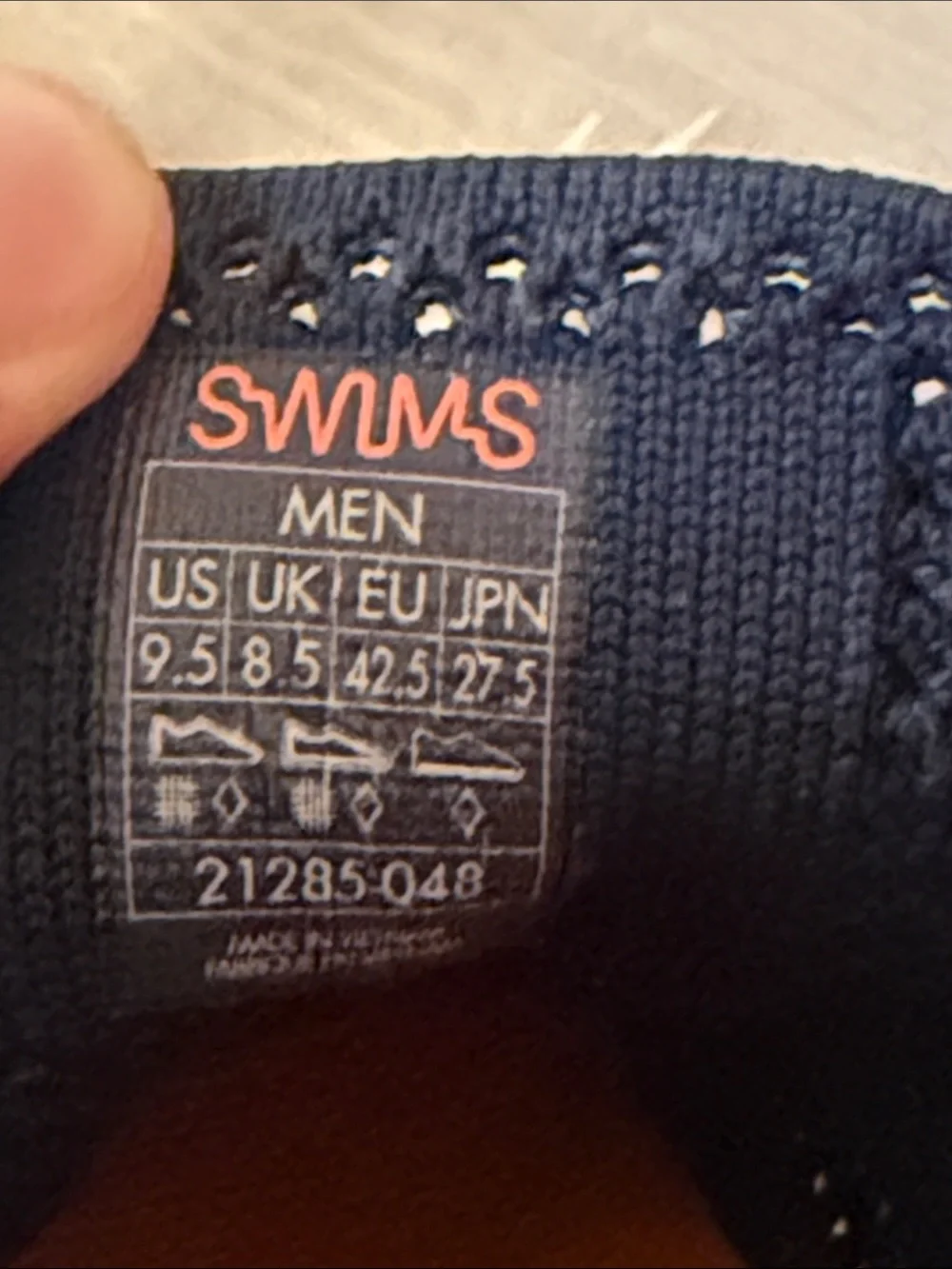 Swims Navy Knit Lace-Up Sneakers with Orange Insole